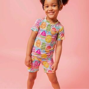 Bums & Roses Short Sleeve Two-Piece Pajama Shorts Set - 4T